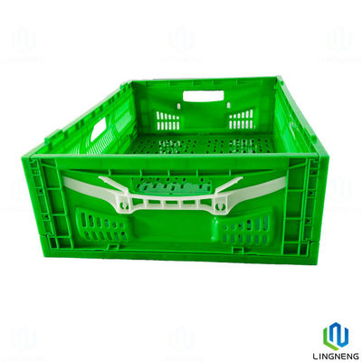 Fruit / Vegetable 36L Folding Crate Box Plastic Collapsible Storage Crate With Mechanical Handle