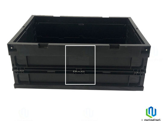 Rectangle 55L Folding Crate Box Collapsible Plastic Storage Boxes With Lids 600*400*285mm