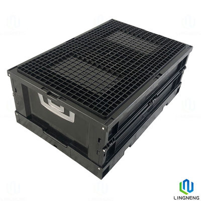 Rectangle 55L Folding Crate Box Collapsible Plastic Storage Boxes With Lids 600*400*285mm
