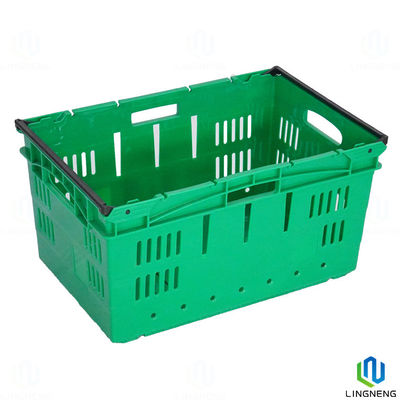 60L 30kgs Supermarket Plastic Fruit And Vegetable Crates With Handles