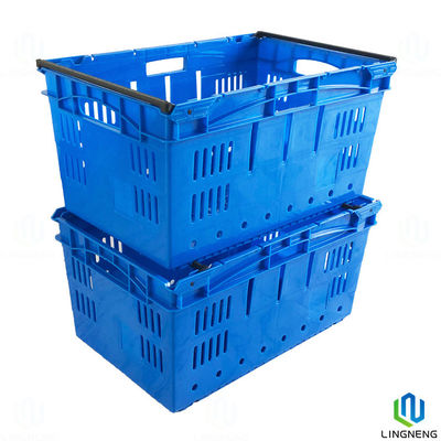 60L 30kgs Supermarket Plastic Fruit And Vegetable Crates With Handles