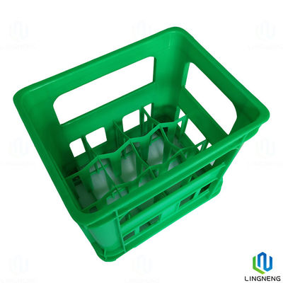 Stackable Plastic Milk Bottle Crates , Rectangle Beer Bottle Plastic Crates With Handle