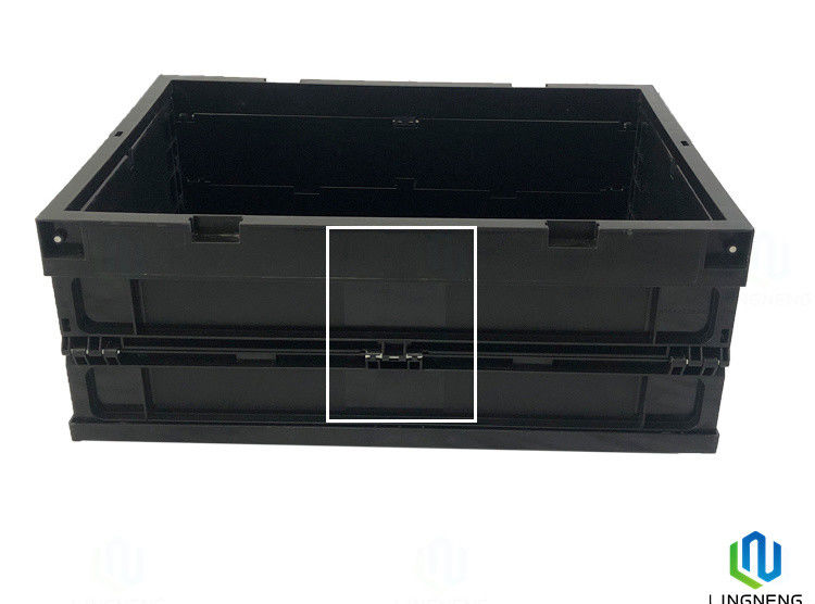 Rectangle 55L Folding Crate Box Collapsible Plastic Storage Boxes With Lids 600*400*285mm